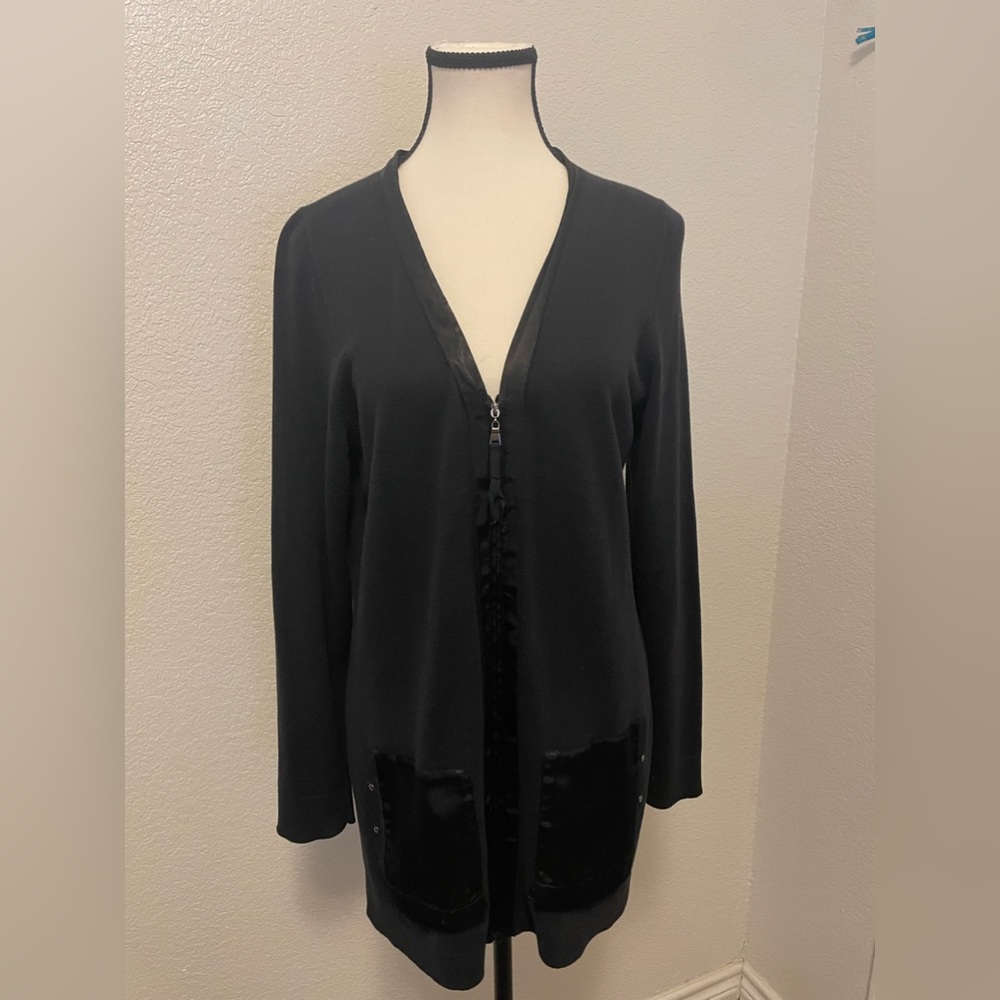 Tahari Women’s Jessa Cotton Zip Sweater.Size:Médium